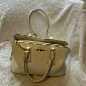 Steve Madden white purse, leather with long strap